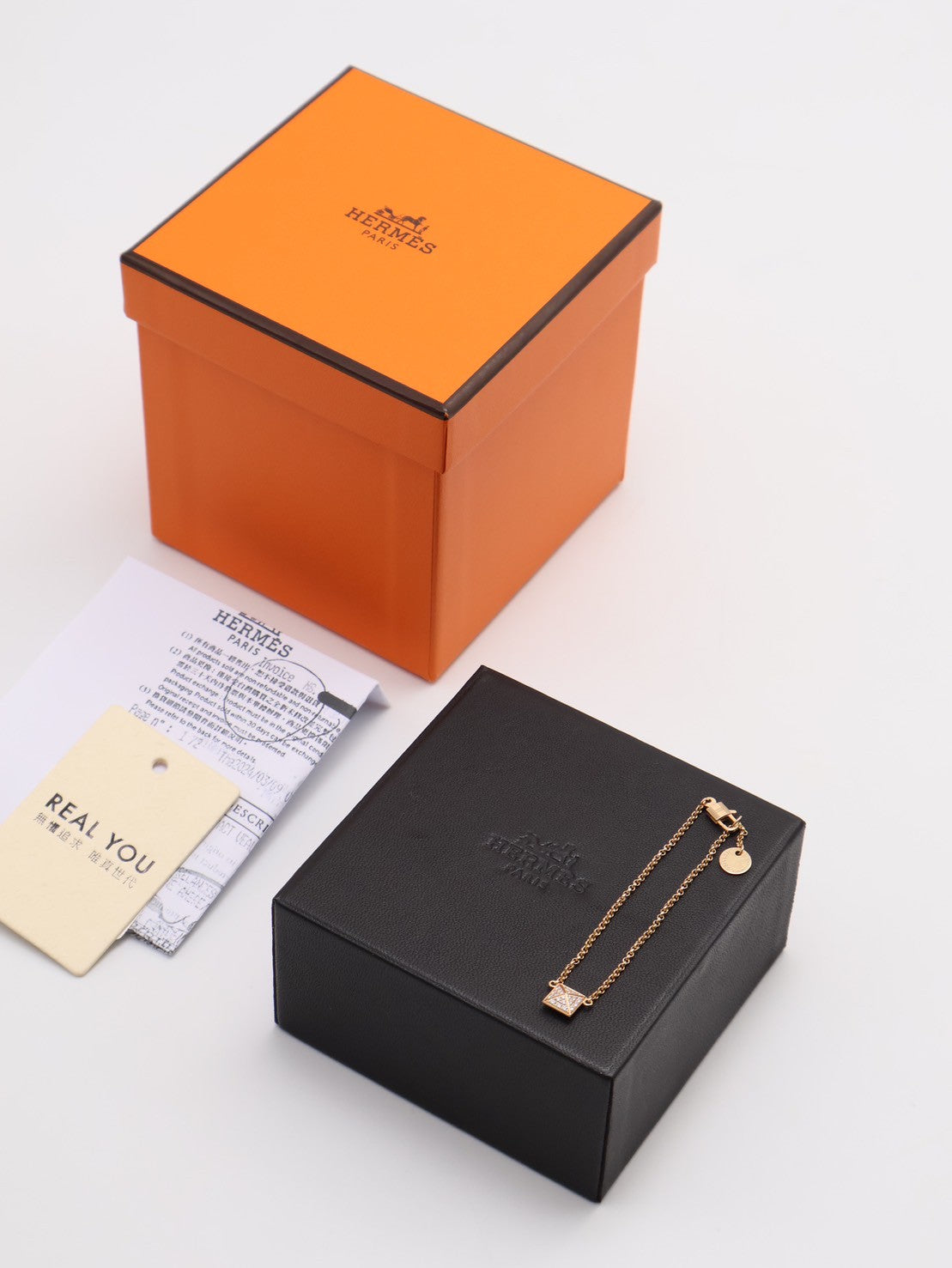 HERMES Clou'd H 18K玫瑰金鑽石手鍊 - 小號 0.15carat