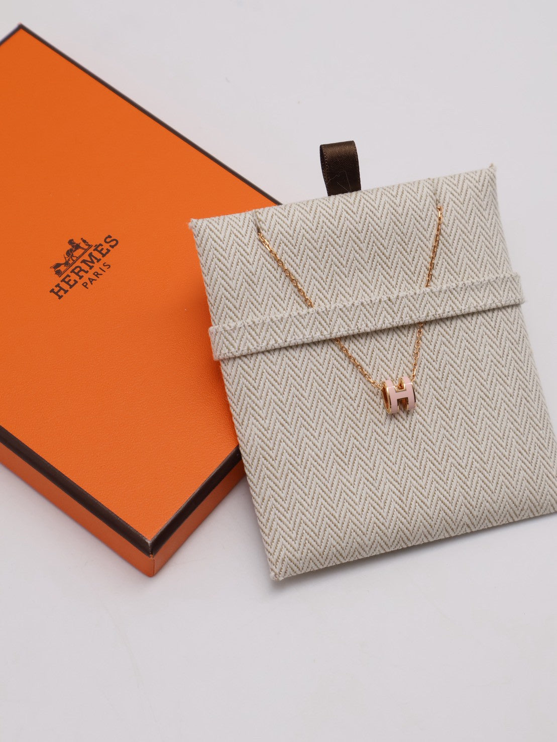 HERMES Mini pop H項鍊 - 糖果粉玫瑰金