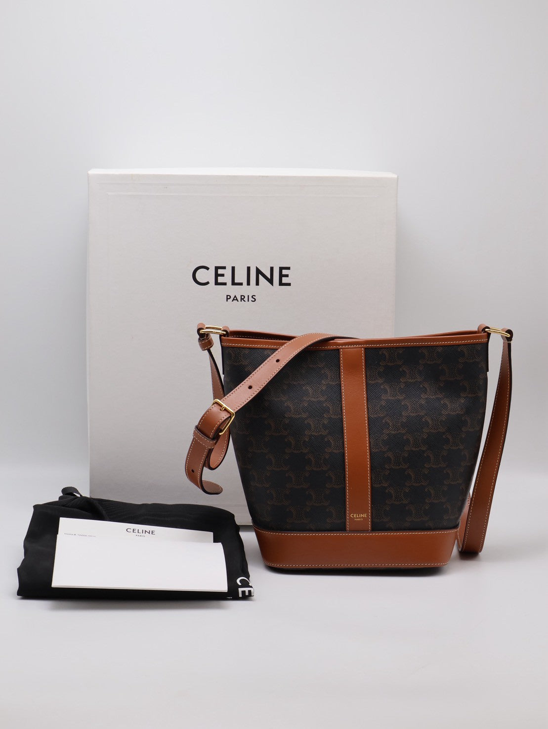 CELINE Triomphe凱旋帆布水桶包 - 小號