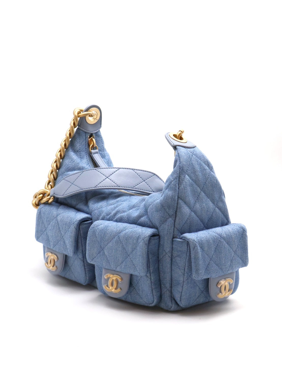 CHANEL 25C Hobo嬉皮包 - 小號淺牛仔金