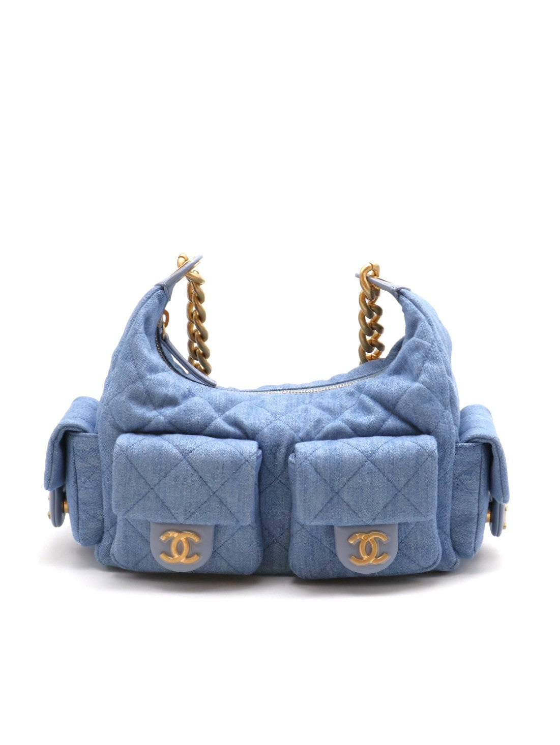 CHANEL 25C Hobo嬉皮包 - 小號淺牛仔金