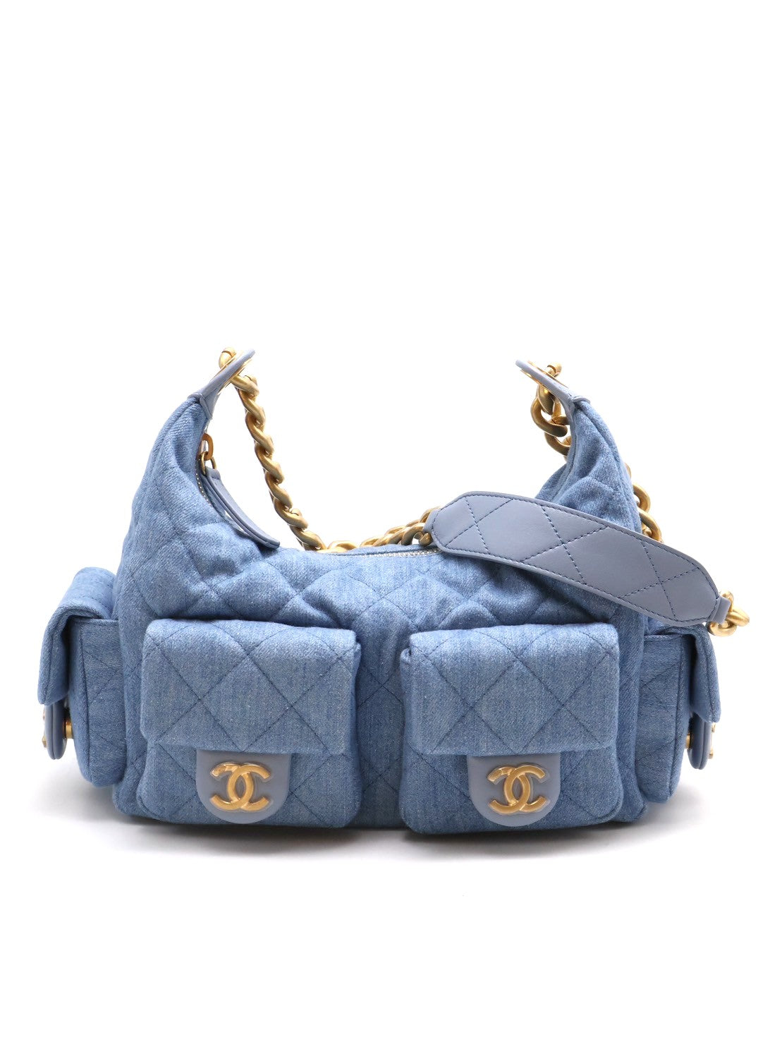 CHANEL 25C Hobo嬉皮包 - 小號淺牛仔金