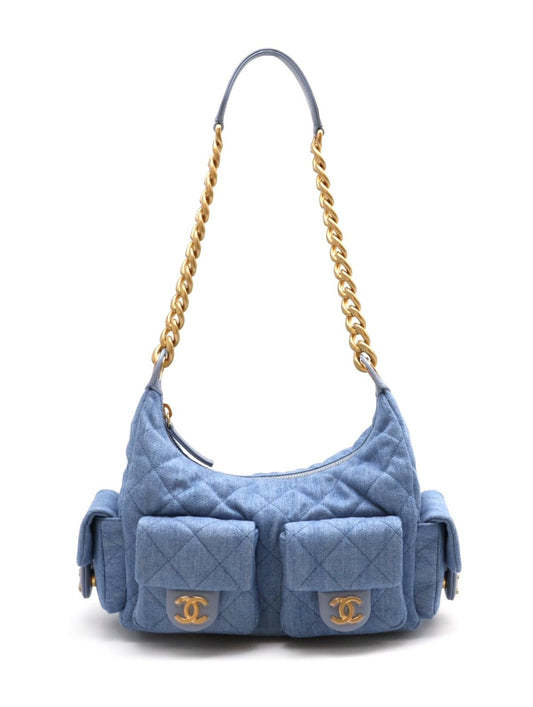 CHANEL 25C Hobo嬉皮包 - 小號淺牛仔金