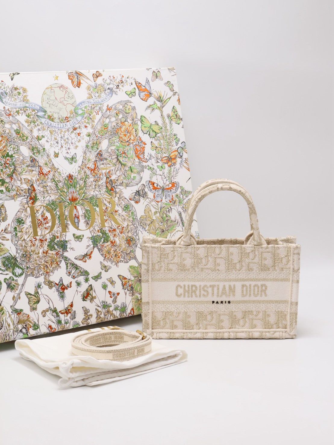 DIOR Oblique Mini Tote - 白金