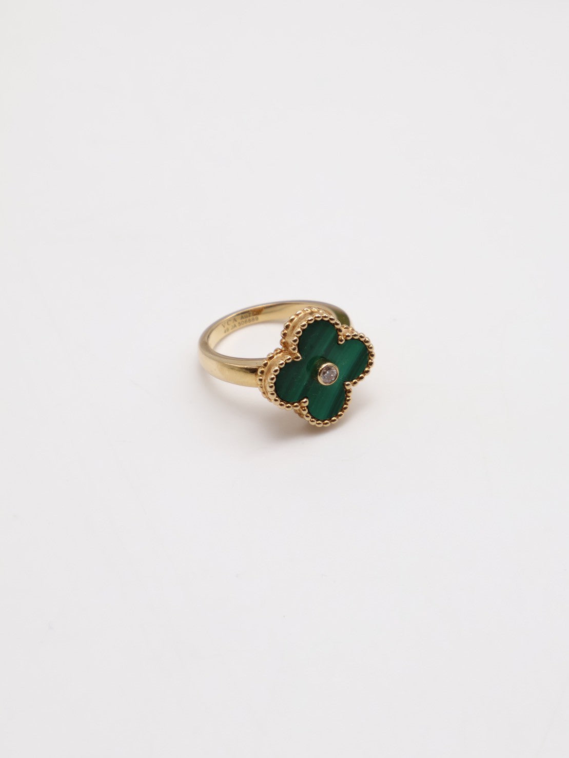 Van Cleef & Arpels 孔雀石18K金四葉草戒指 - Vintage Alhambra