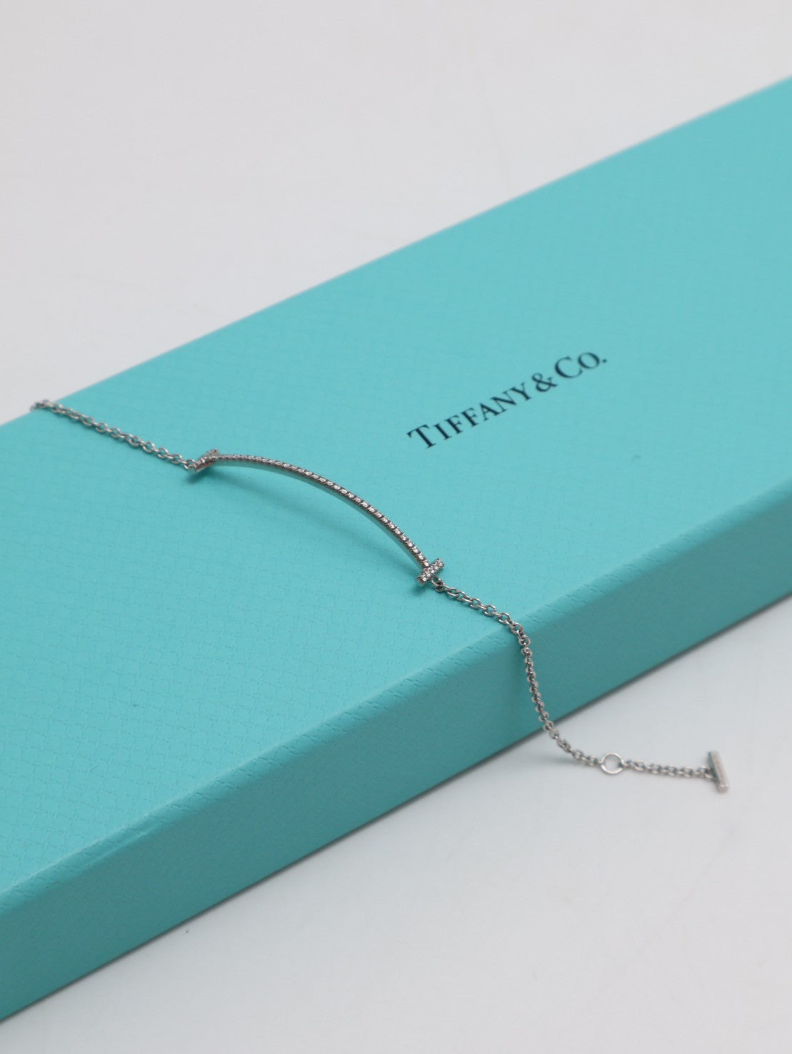 Tiffany&Co Smile18K白金手鍊 - 小號0.12 carat