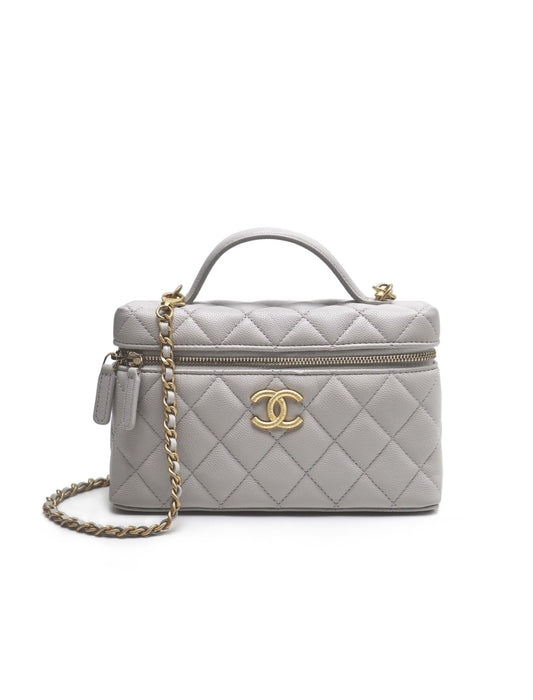 CHANEL 25P LP粒面牛皮手提飯盒包 - 灰金