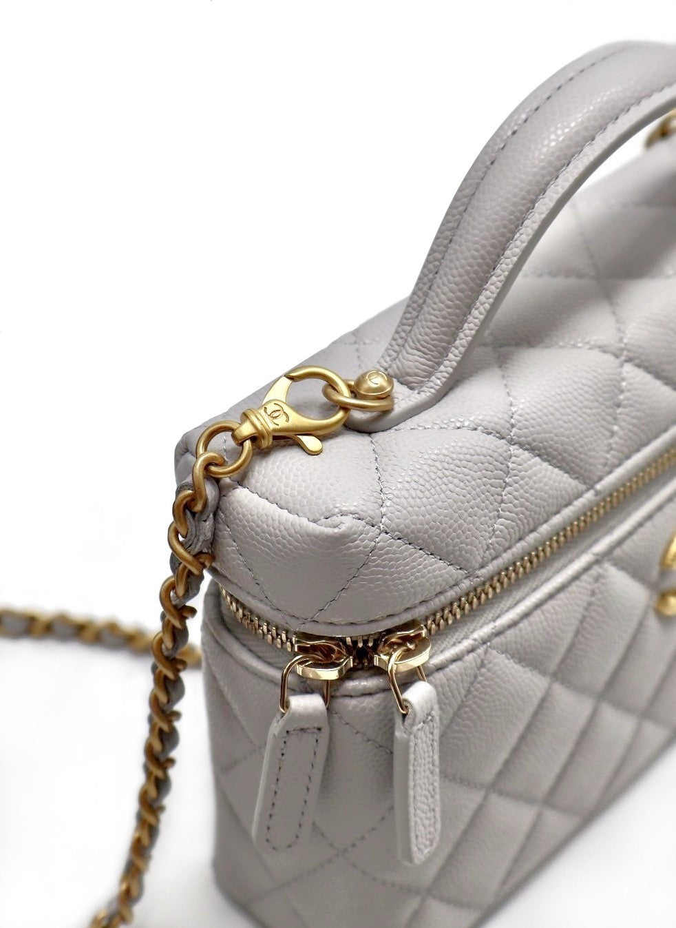 CHANEL 25P LP粒面牛皮手提飯盒包 - 灰金