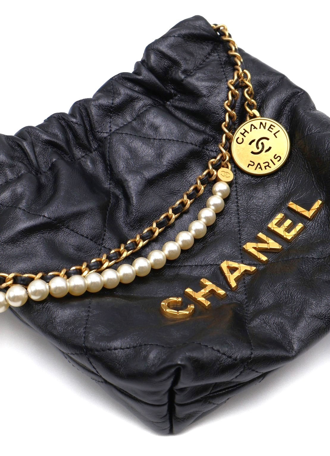 CHANEL 22 Mini bag 珍珠鍊帶款 - 黑金