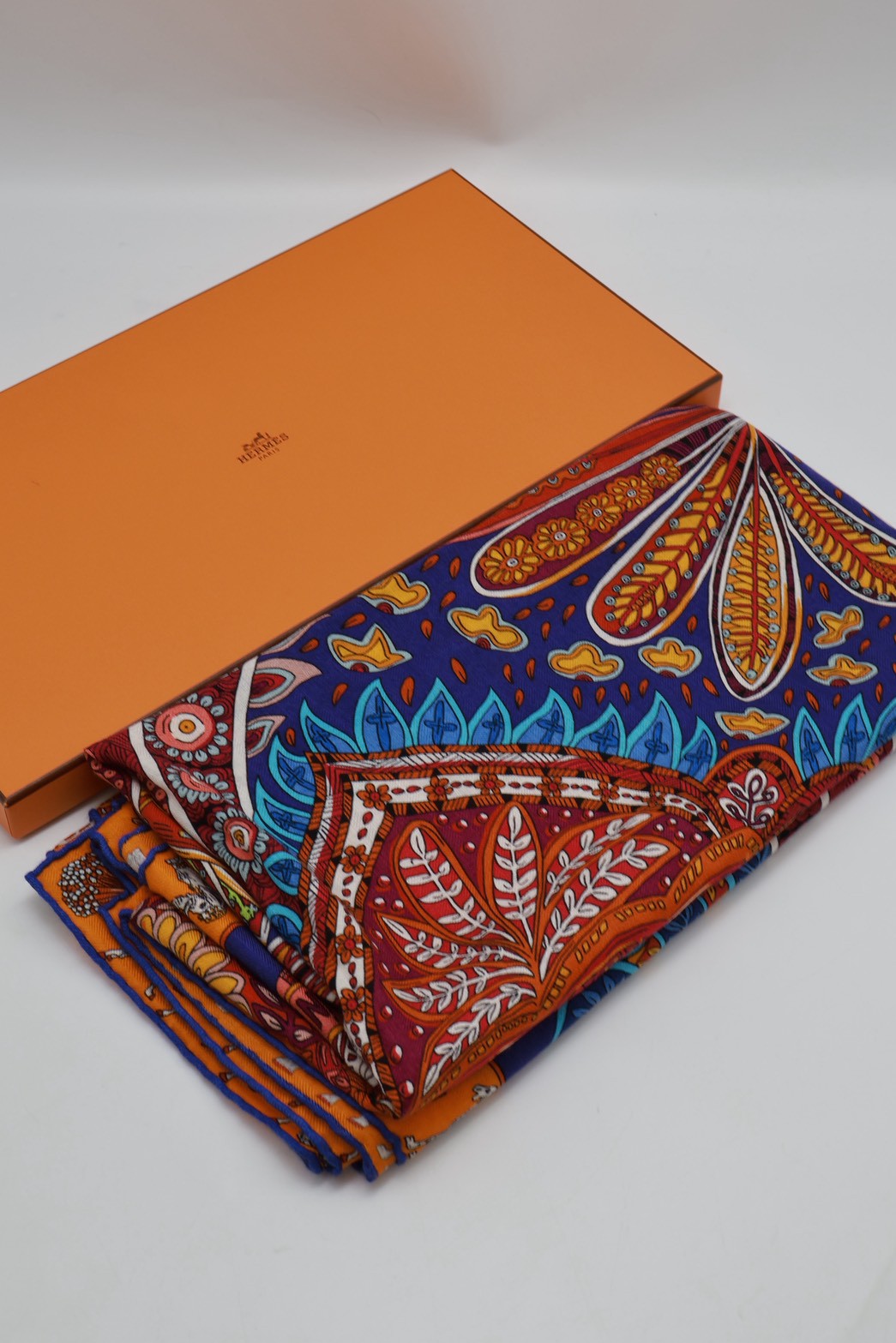 HERMES Le jardin de maharani君妃花園披肩 140 - 橘紅