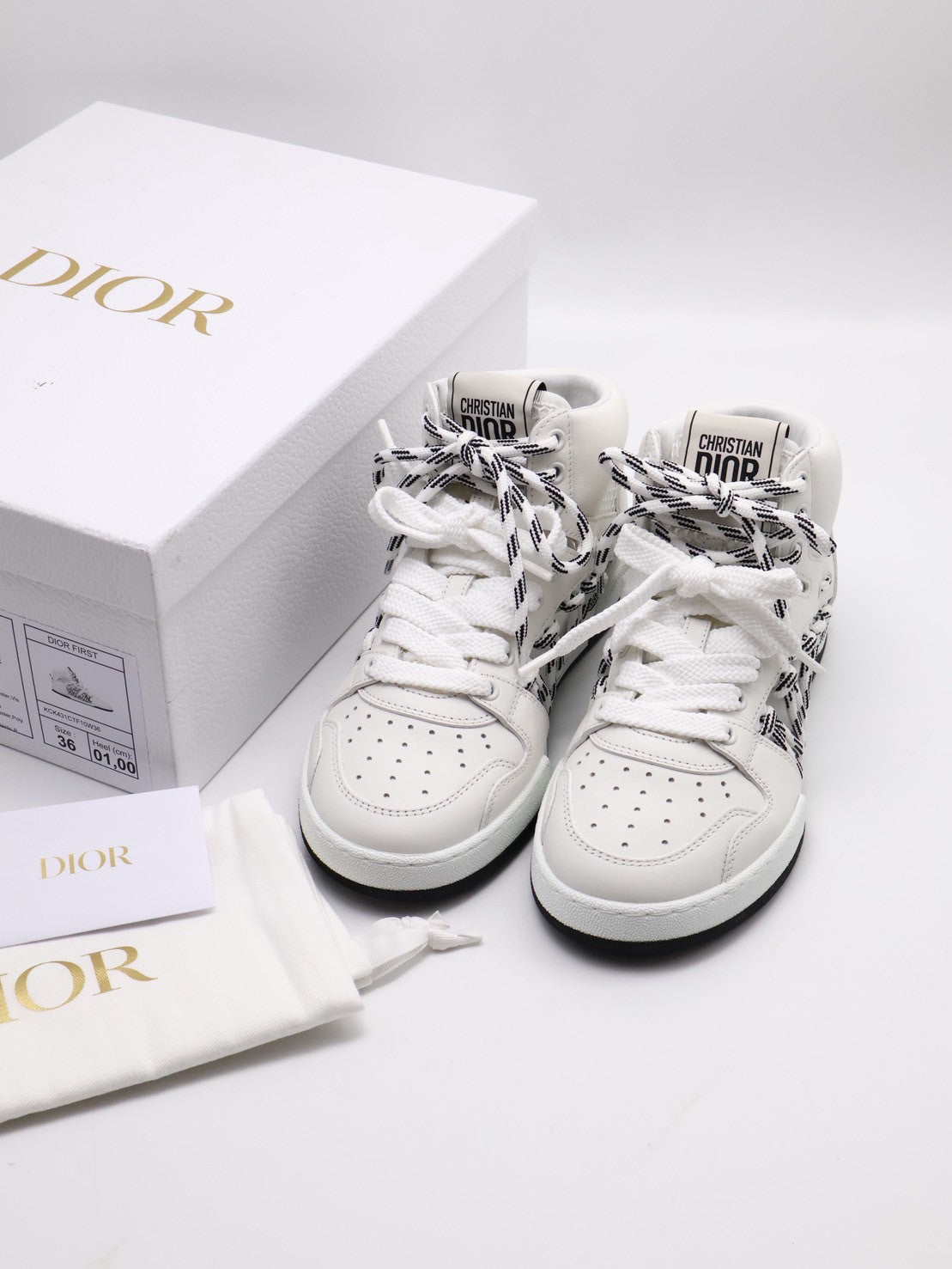 DIOR First高筒運動鞋 - 白 36