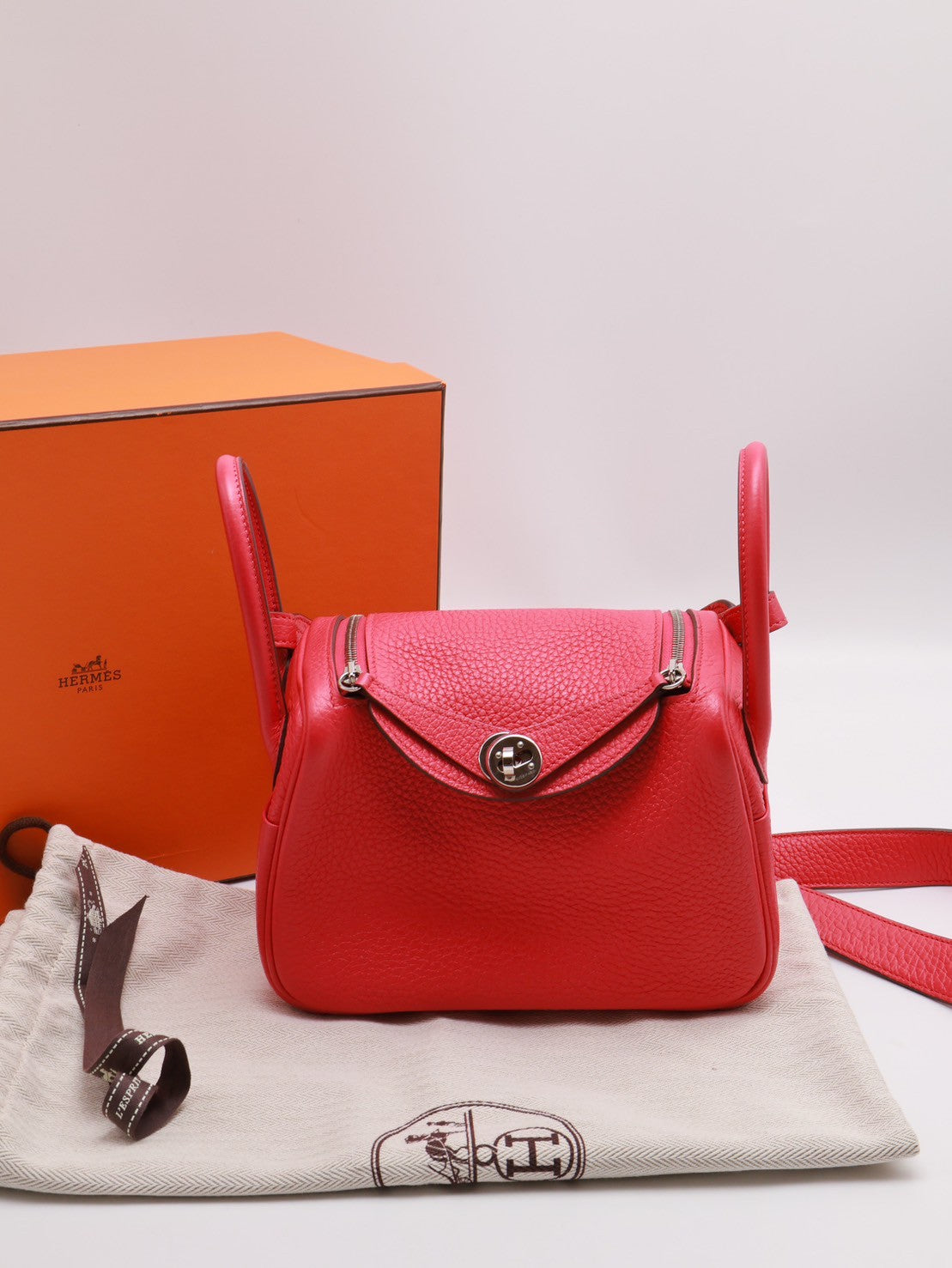 HERMES Mini lindy - 極致粉銀 D