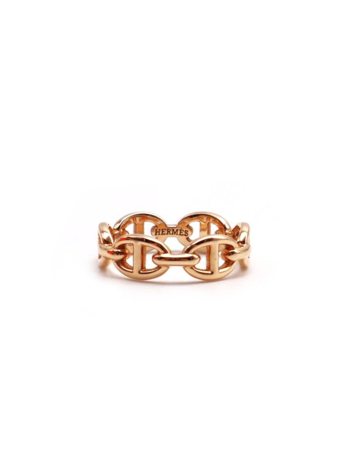 HERMES Chaine d'ancre enchainee 豬鼻18K玫瑰金戒指 52
