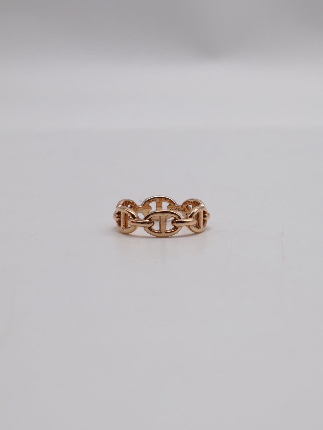 HERMES Chaine d'ancre enchainee 豬鼻18K玫瑰金戒指 52