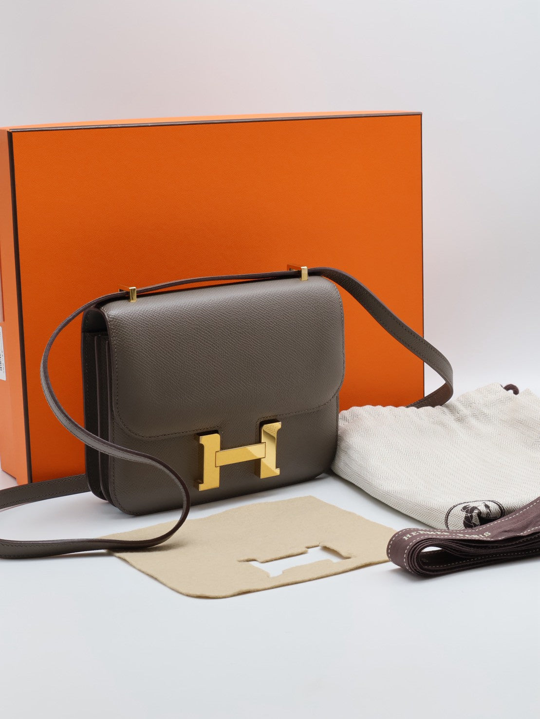 HERMES Mini constance 19 - 錫器灰金 Z