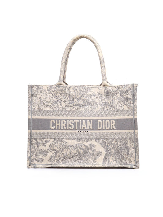 DIOR 刺繡動物園Tote - 中號灰
