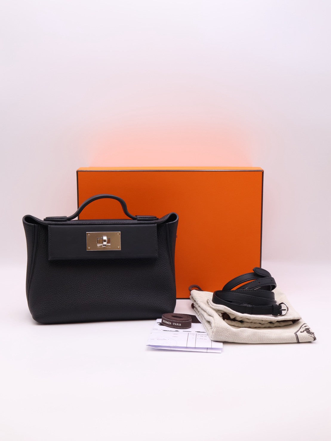 HERMES Mini 24/24 - Noir 89 黑銀 G
