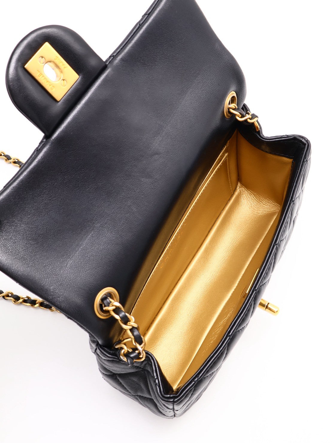 CHANEL 經典口蓋包 Mini CF20 - 金球黑金