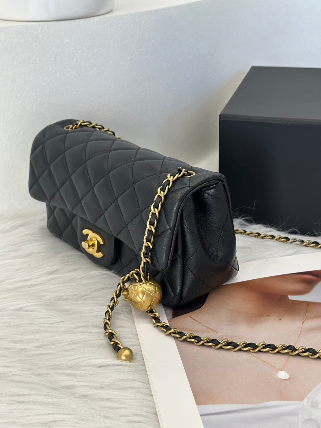 CHANEL 經典口蓋包 Mini CF20 - 金球黑金