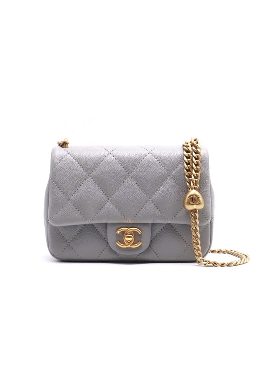 CHANEL 愛心調節釦口蓋包 20 - 灰金