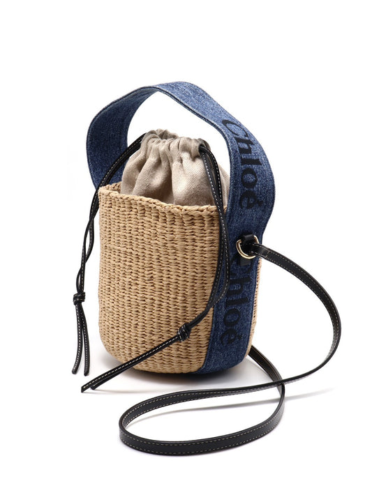 Chloe Woody草編手提包 - 牛仔藍