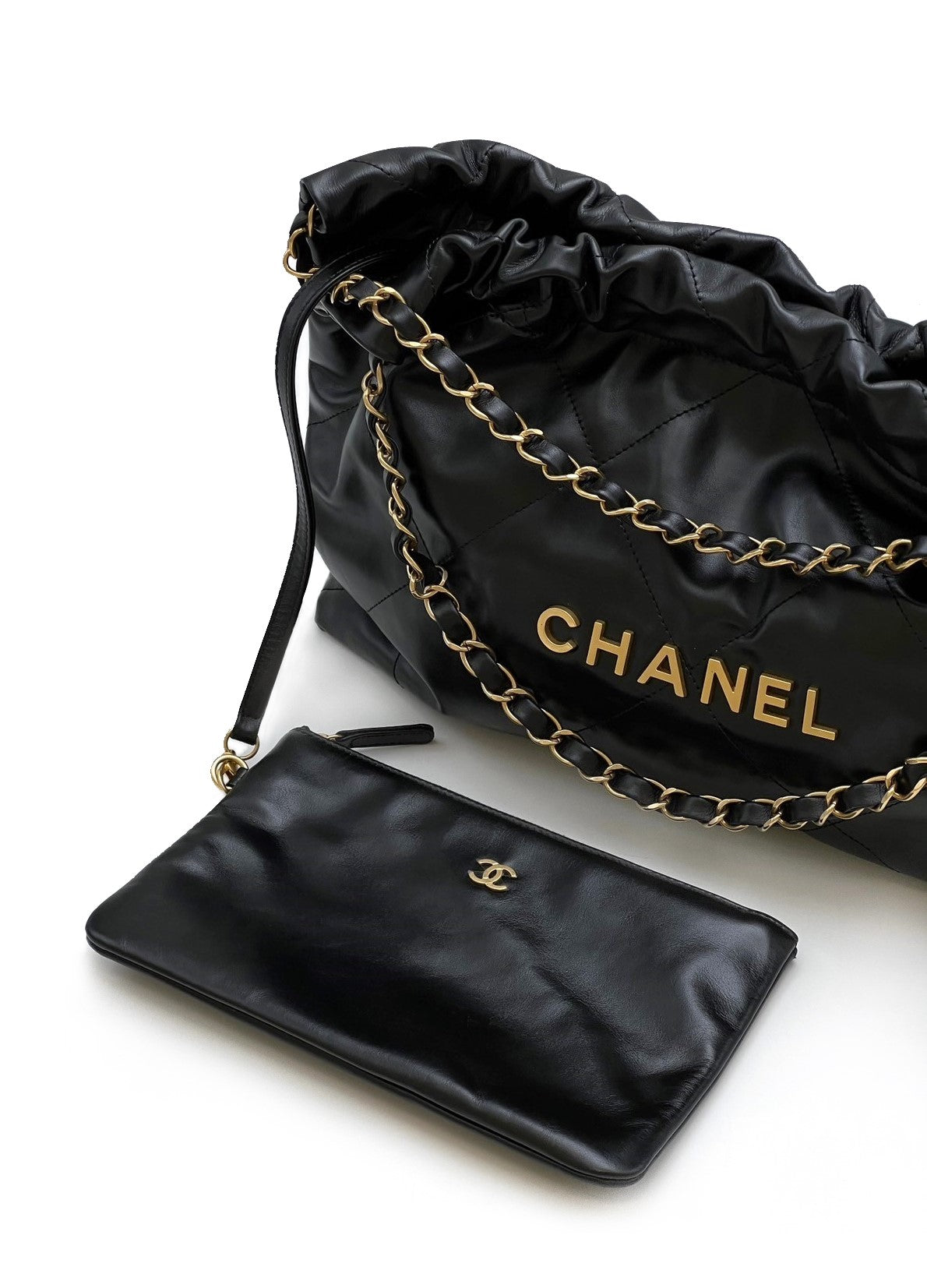 CHANEL 22 橫版Hobo bag - 黑金