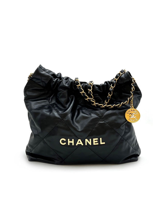 CHANEL 22 Bag - 小號白字黑金