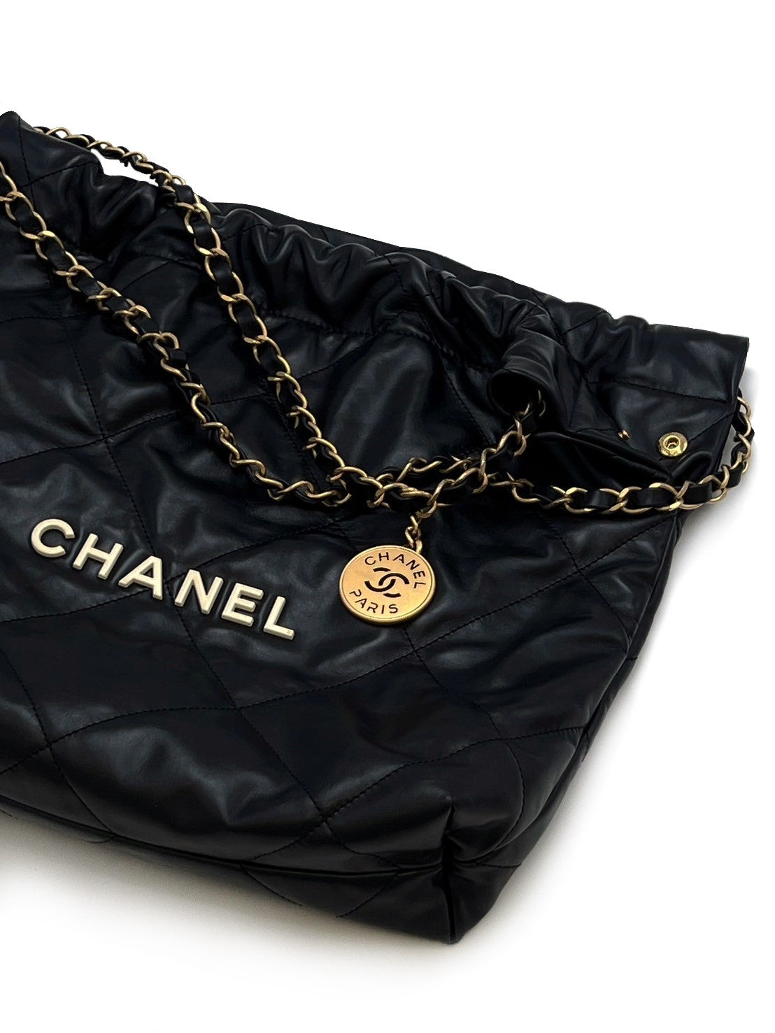 CHANEL 22 Bag - 小號白字黑金