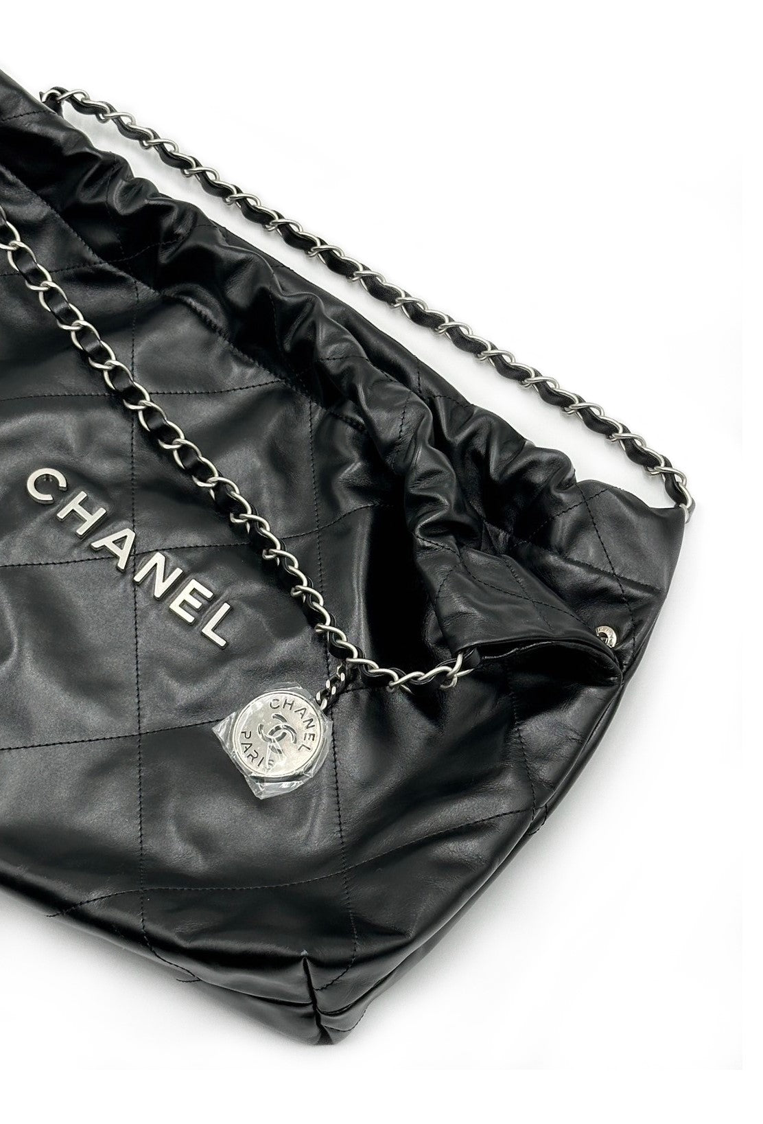 CHANEL 22 橫版Hobo bag - 黑銀