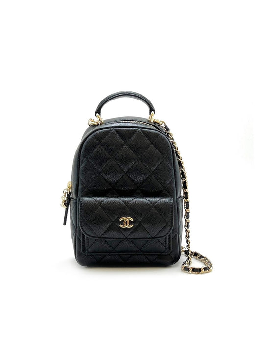 CHANEL 粒面牛皮迷你後背包 - 黑金