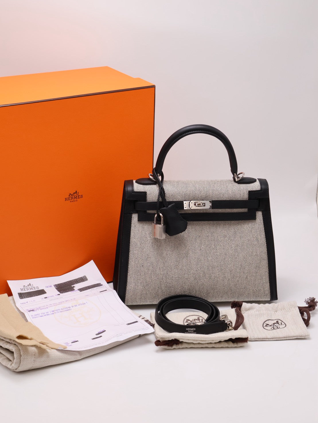 HERMES Kelly 25 - 熊貓銀 K