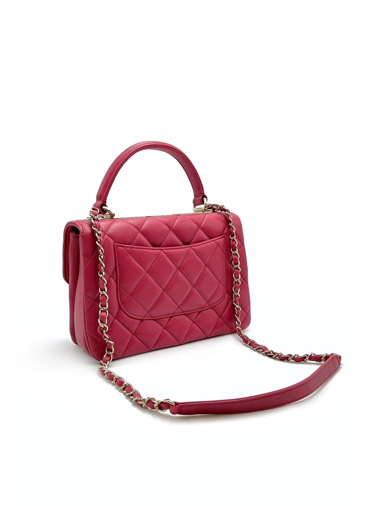 【二手商品】CHANEL Trendy handle - 小號莓紅金26開