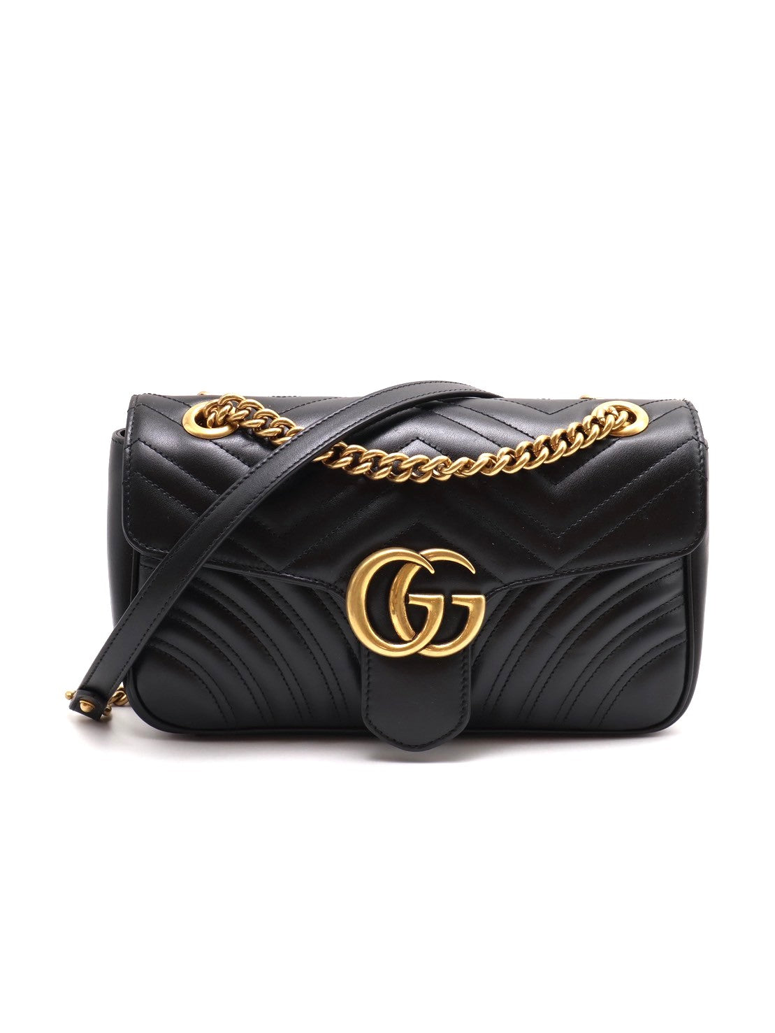 GUCCI Marmont Matelasse斜背包 - 26小號黑金