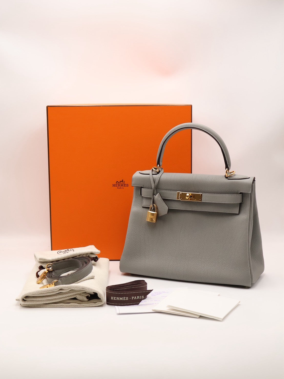 HERMES Kelly 28 - Gris Mouette 4Z 海鷗灰金 W