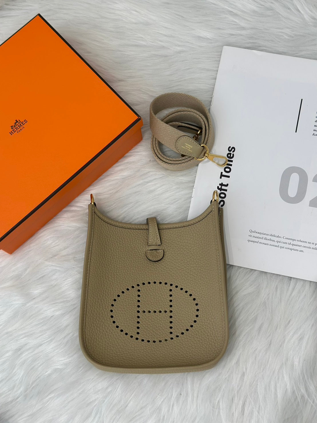 HERMES Mini evelyne - 風衣灰金