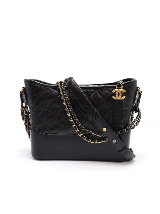 CHANEL 雙鍊條流浪包 - 新中號黑