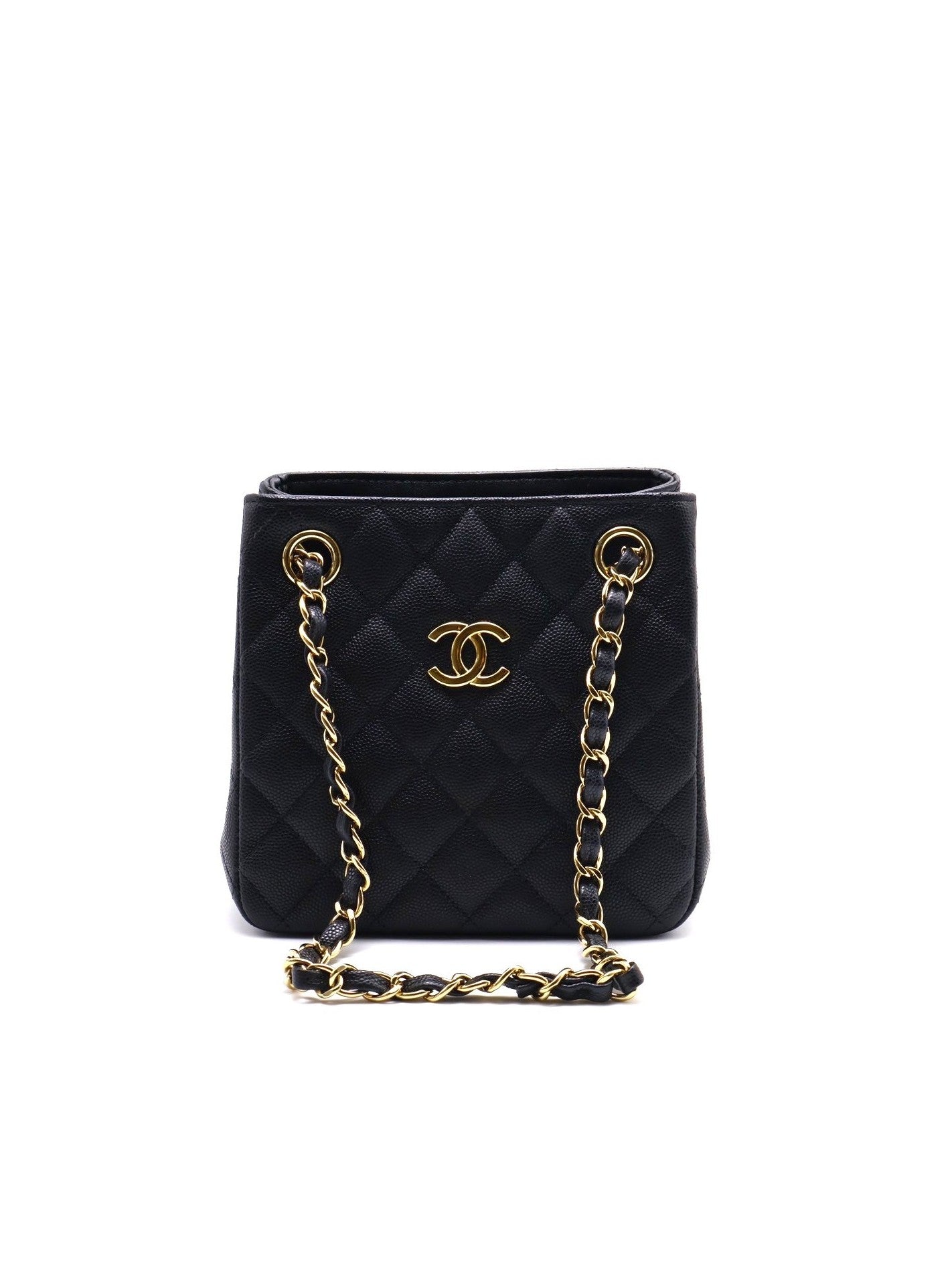 CHANEL Mini tote粒面牛皮水桶包