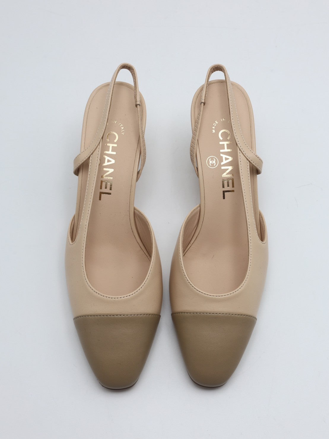 CHANEL 經典後繫帶中跟涼鞋 - 米棕 36.5