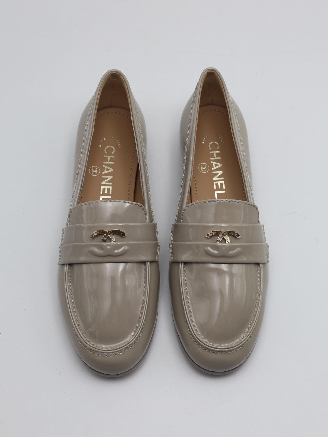 CHANEL 學院風低跟樂福鞋 - 棕灰 36.5