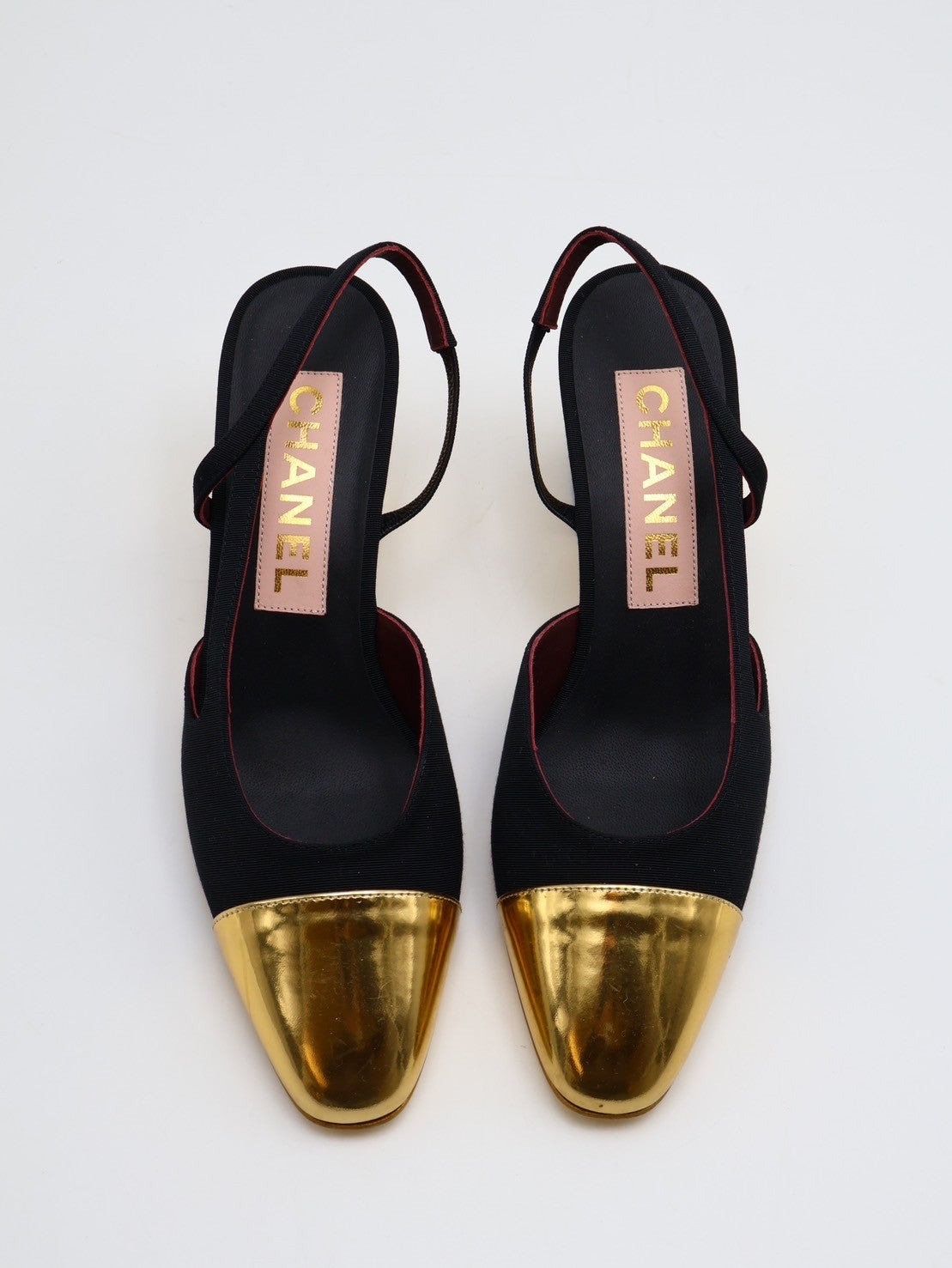 CHANEL 經典後繫帶中跟涼鞋 - 黑金 36.5