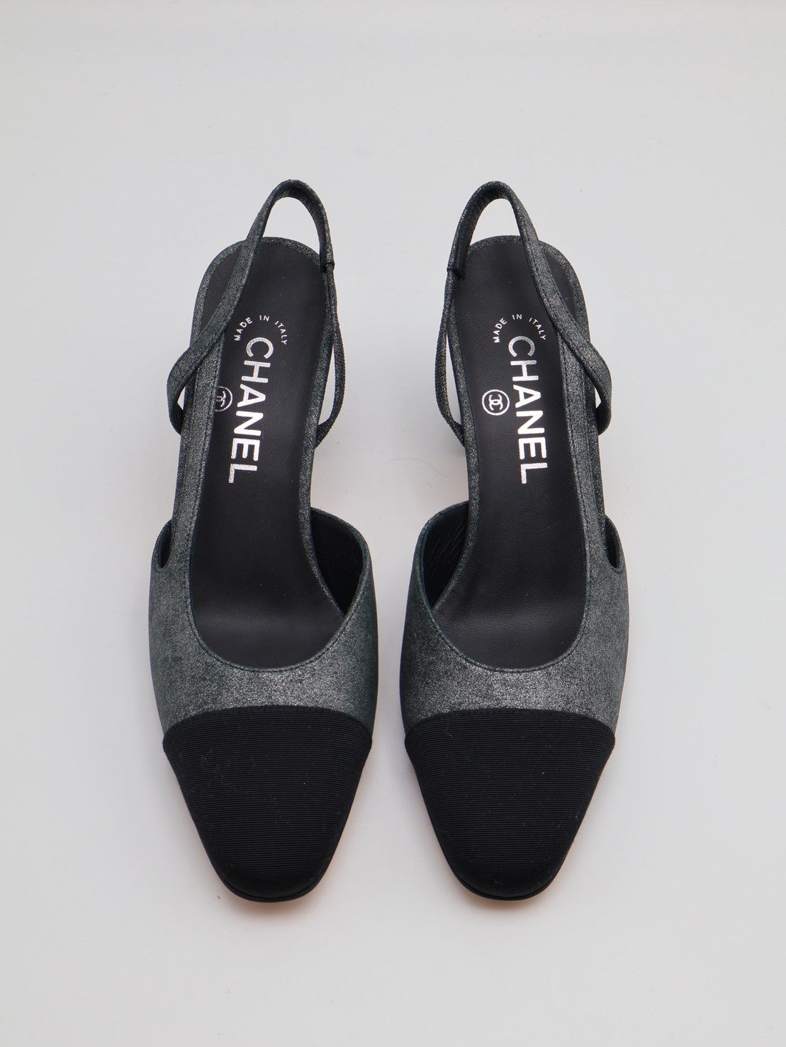CHANEL 經典後繫帶中跟涼鞋 - 銀河灰 37