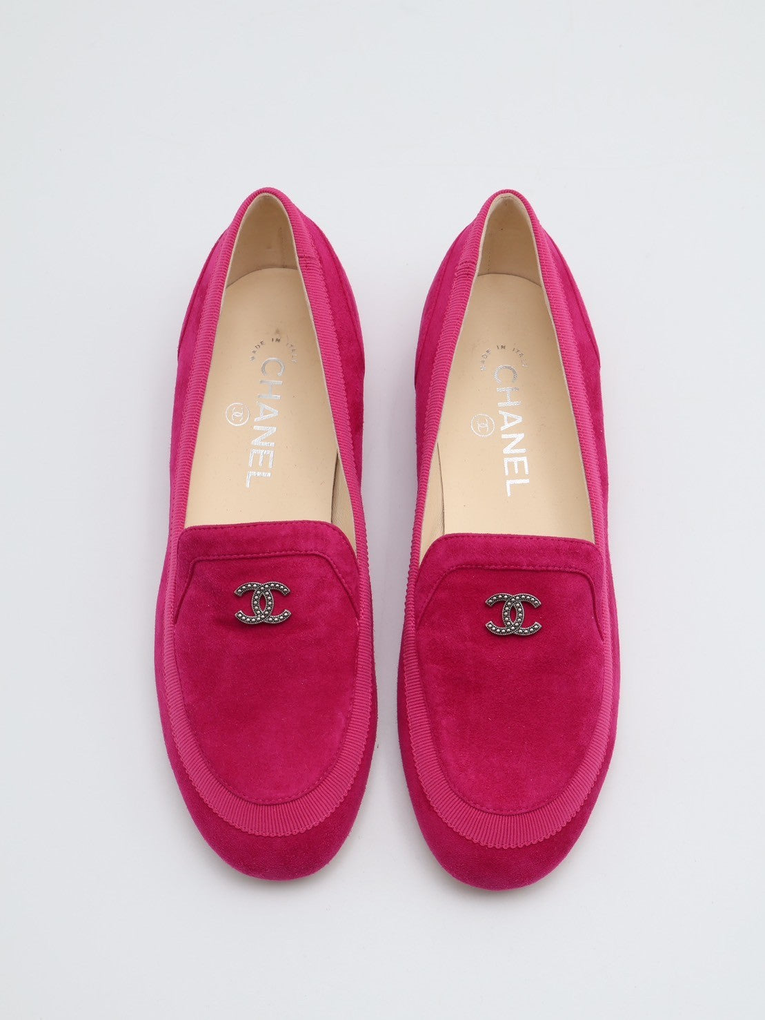 CHANEL 麂皮低跟樂福鞋 - 桃紅 37
