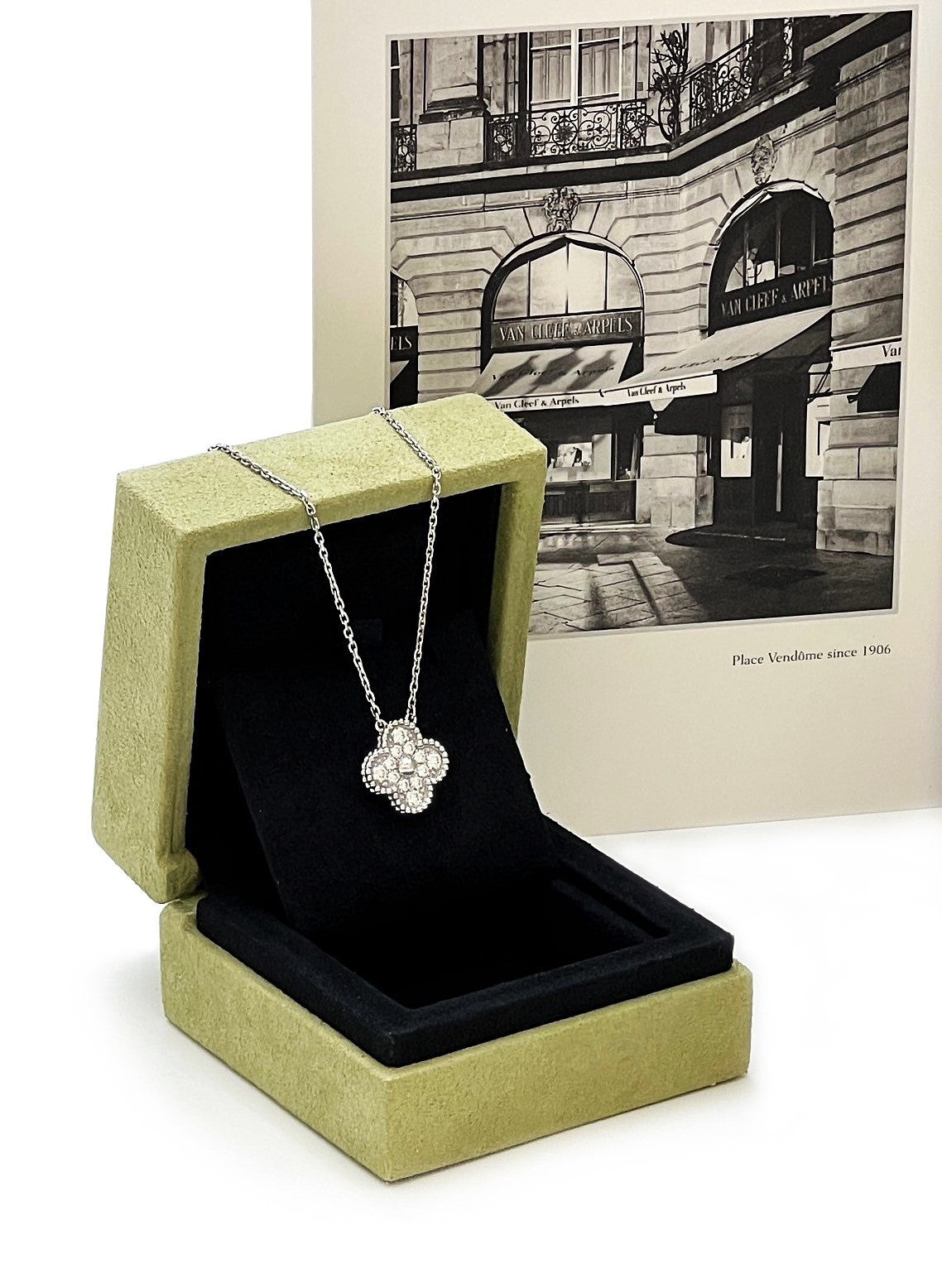 Van Cleef & Arpels 鑽石18K白金項鍊 - Vintage Alhambra