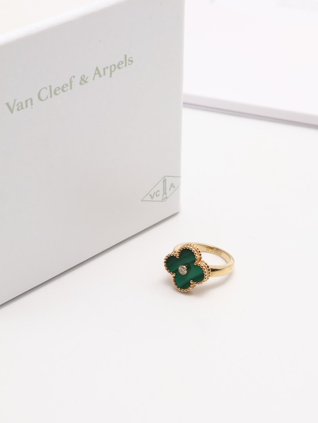 Van Cleef & Arpels 孔雀石18K金四葉草戒指 - Vintage Alhambra