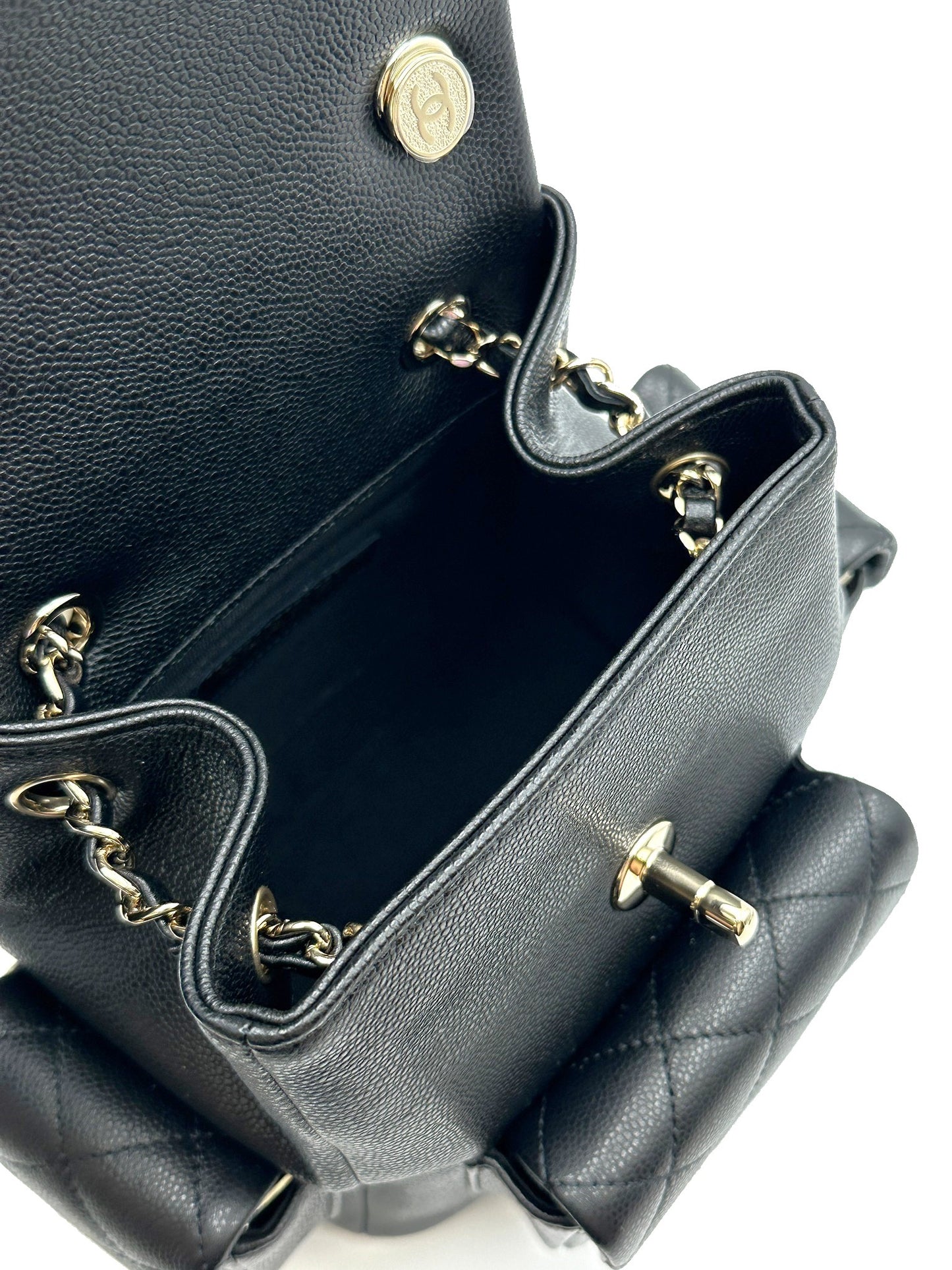 CHANEL Duma粒面牛皮後背包 - 小號黑金