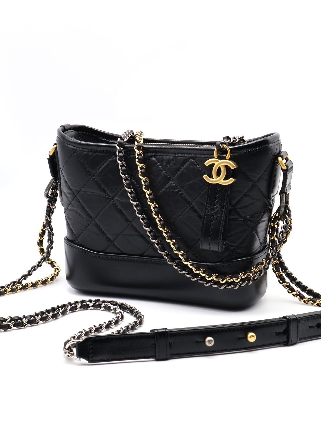 CHANEL 雙鍊條流浪包 - 小號黑