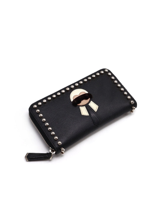 FENDI 老佛爺鉚釘拉鍊長夾