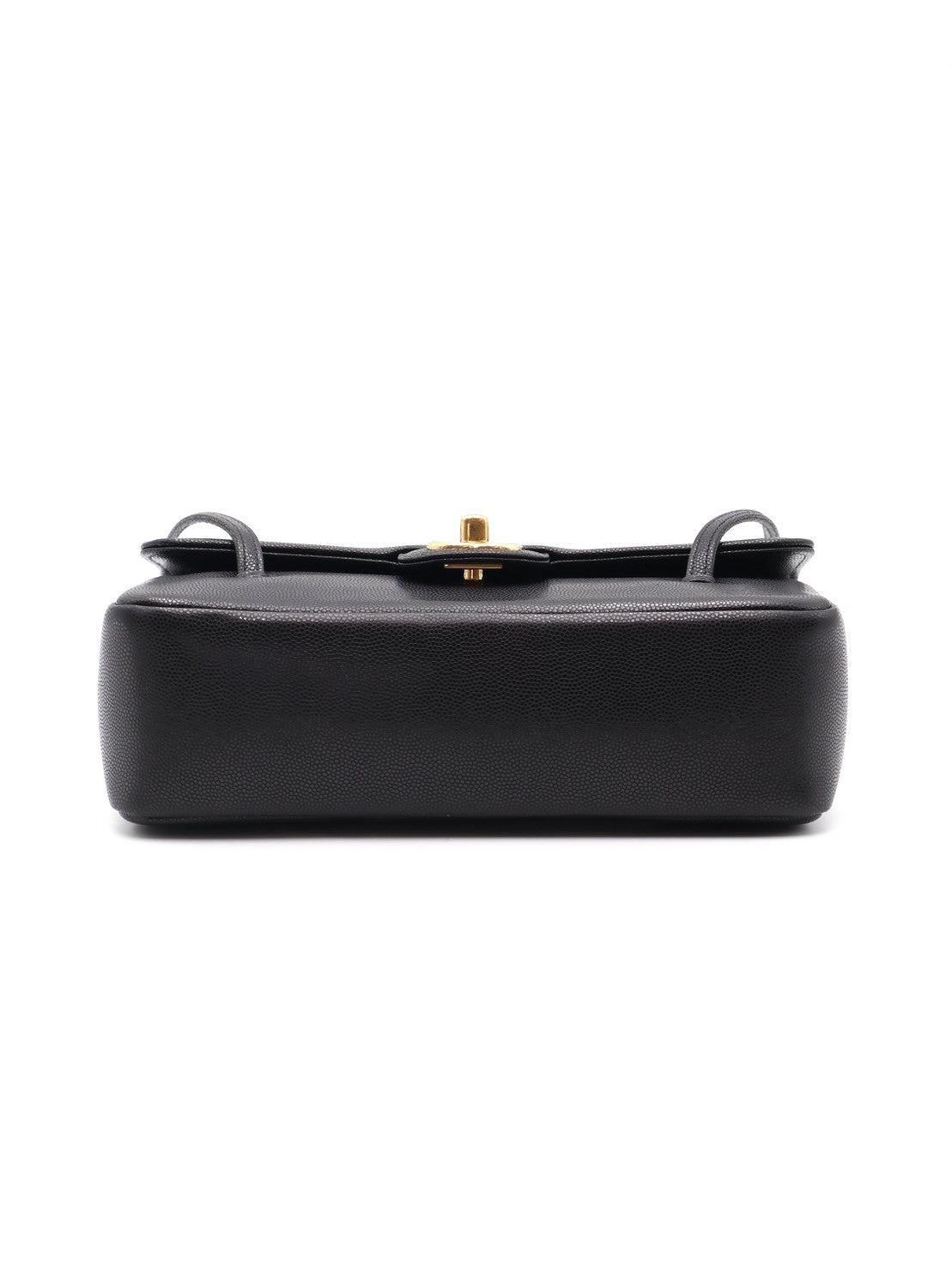 CHANEL 26P Preppy Coco粒面牛皮單肩包 - 小號黑金