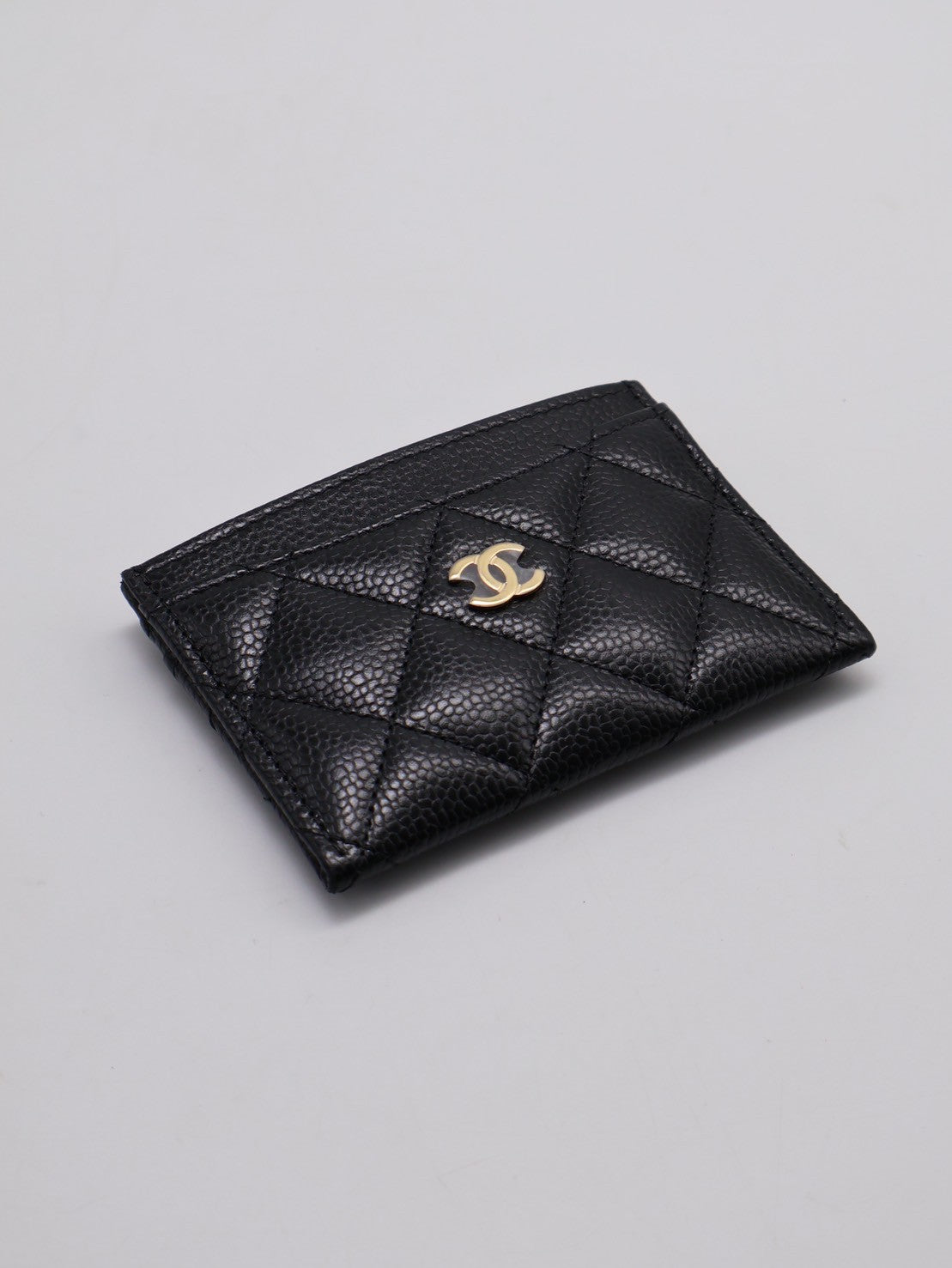 CHANEL 經典粒面牛皮名片夾 - 黑金