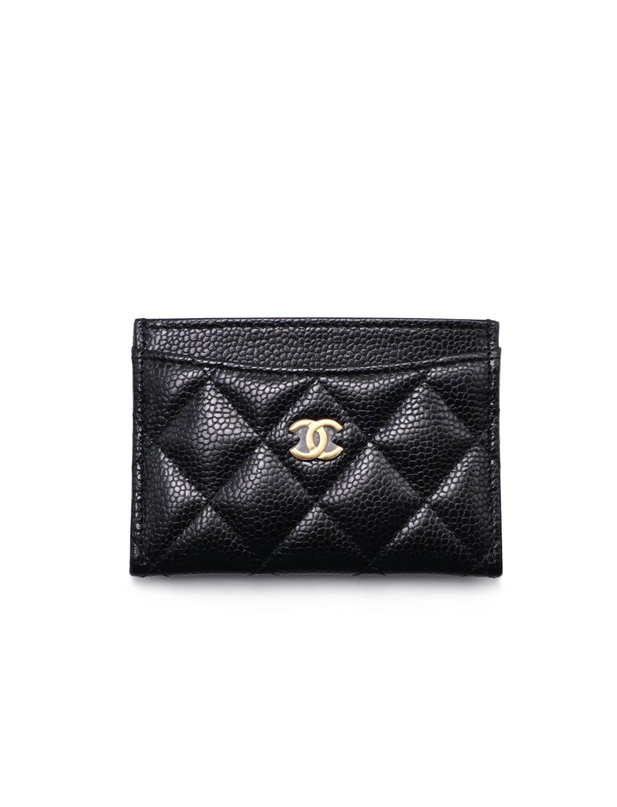 CHANEL 經典粒面牛皮名片夾 - 黑金